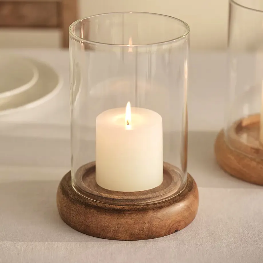 The White Company Mango Wood Hurricane Candle, £40