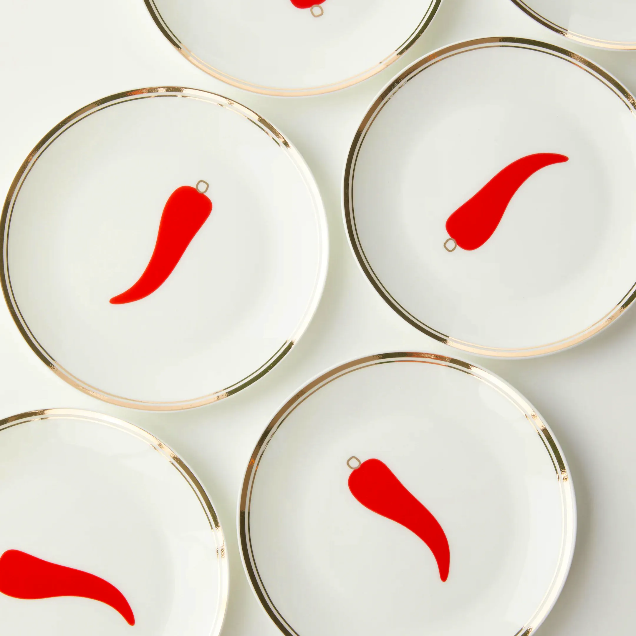 Bitossi Chilli Pepper Set Of 6 Bread Plates, £135