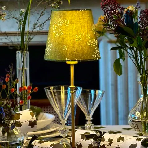 Summerill & Bishop S&Bee Falling Flower Linen French Drum Lampshade, £75