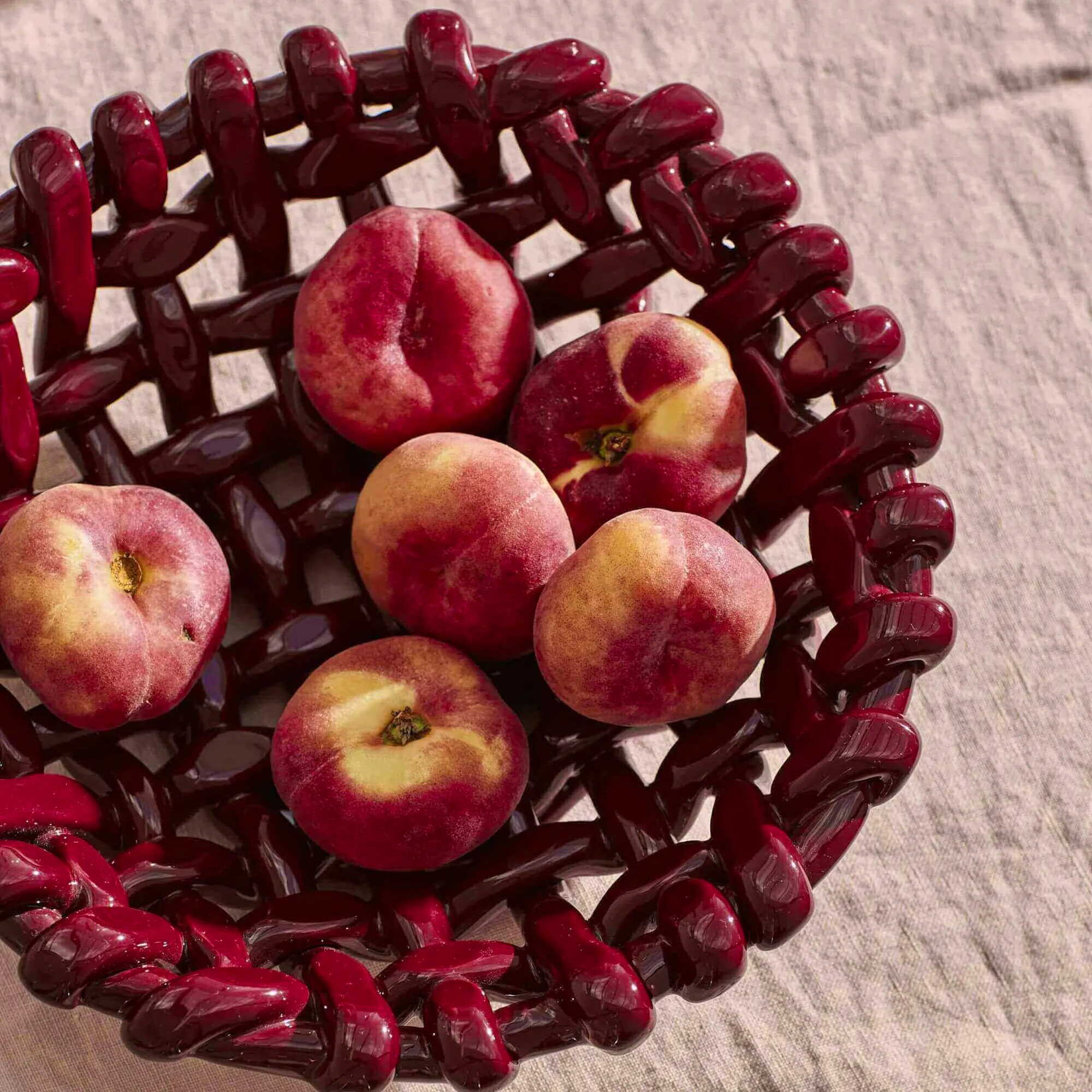 Late Afternoon Burgundy Basketweave Bowl, £179