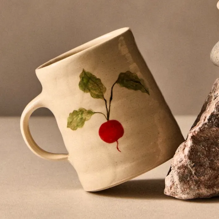 Liz Rowland Radish Hand-Painted Mug, £120