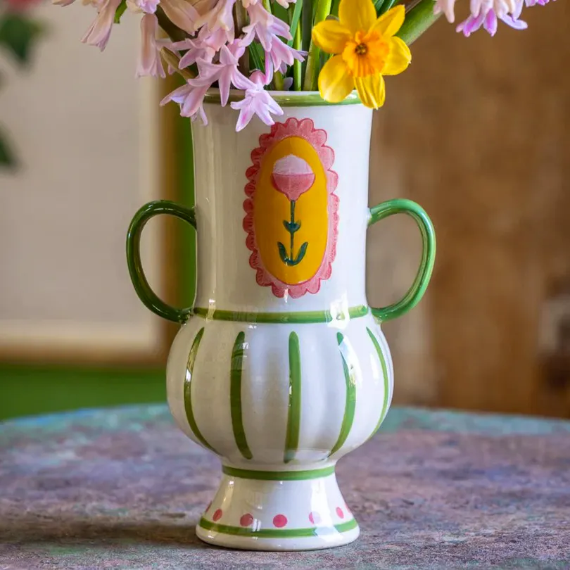 Sarah Raven Cream & Green Bloomsburyish Vase, £29.95