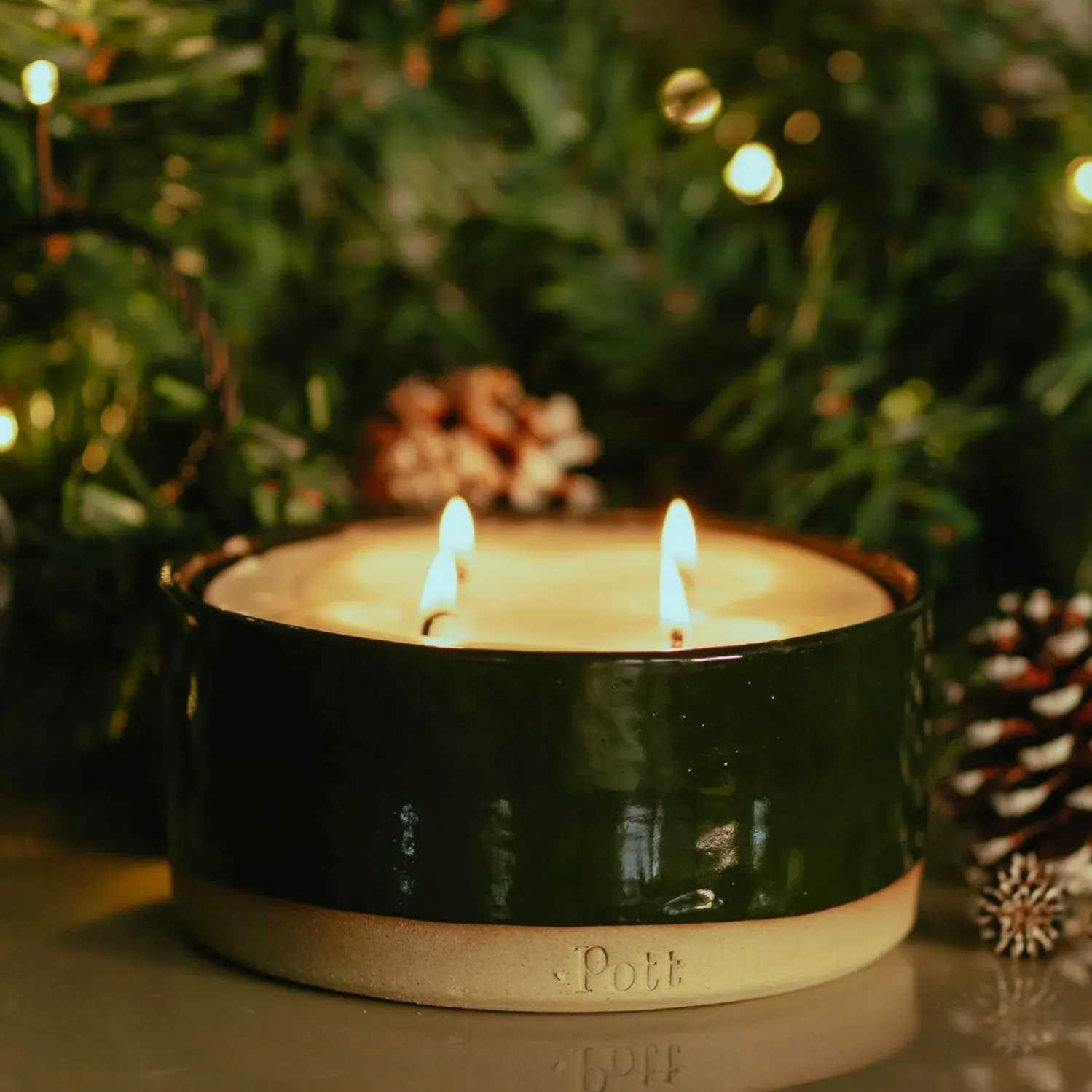 Pott Holly With Fir Refillable Candle, £89