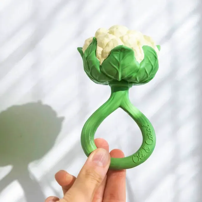 Babipur Oli & Carol Cauliflower Rattle Teether, £19.95