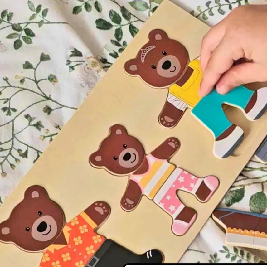 Jacques of London Wooden Puzzle Game - Bears Dress Up Set, £16.99