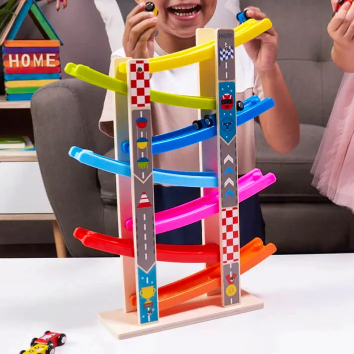 Jacques of London Car Ramp Toy - Colourful Cars & Ramp, £37.99