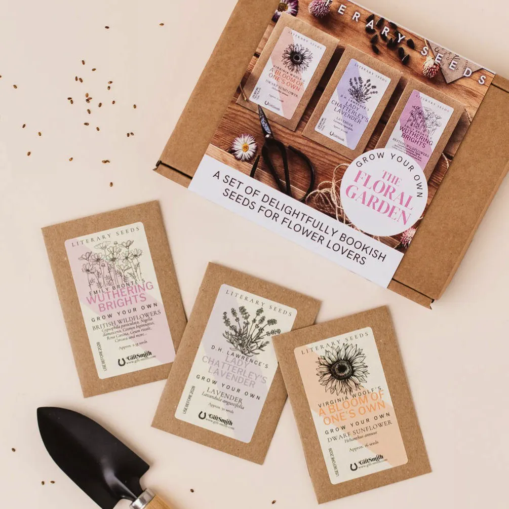 Not On The High Street Literary Seeds: The Florals Set Of Three Seed Packets, £11.95