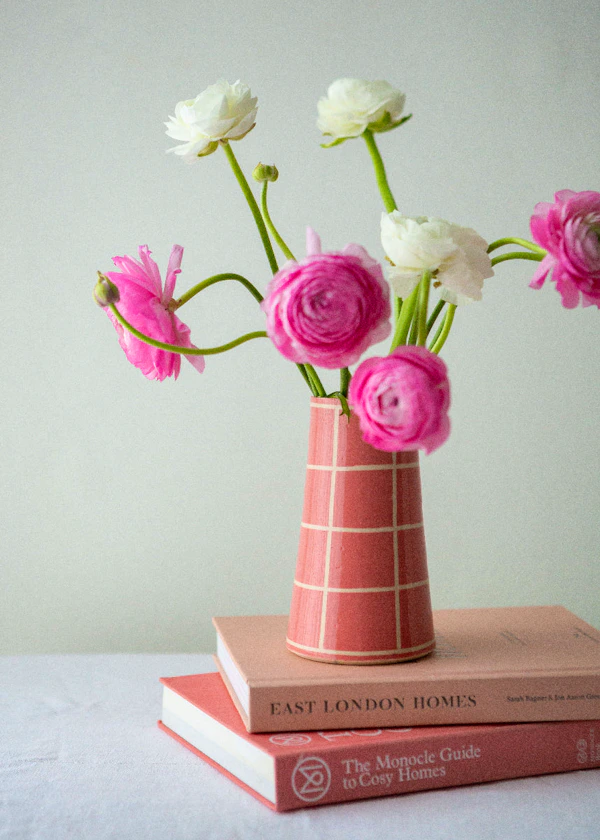 Handmade Painted Squares Vase – Rose