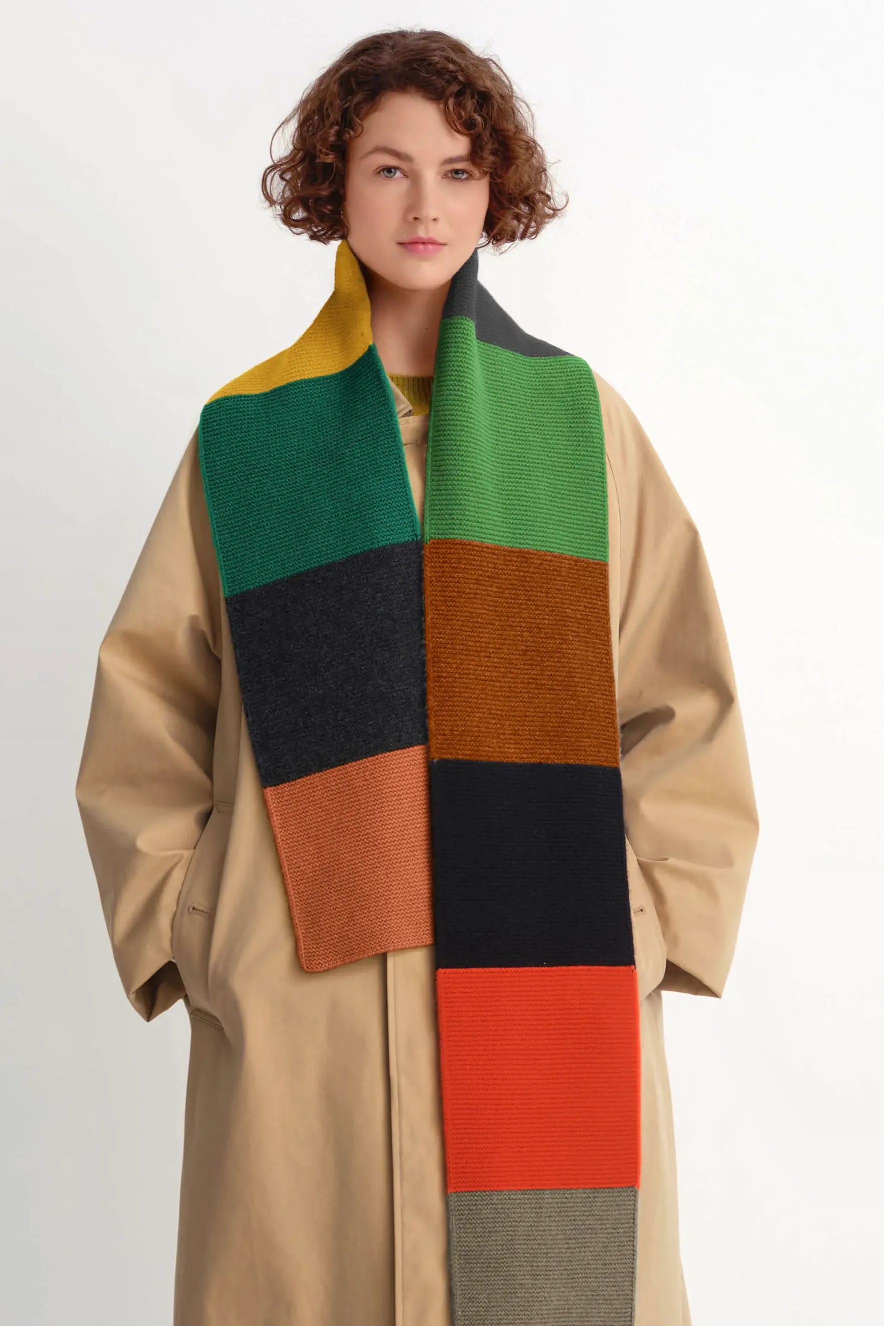 Jo Gordon Knits Colourblock Garter Stitch Scarf Bright, £143
