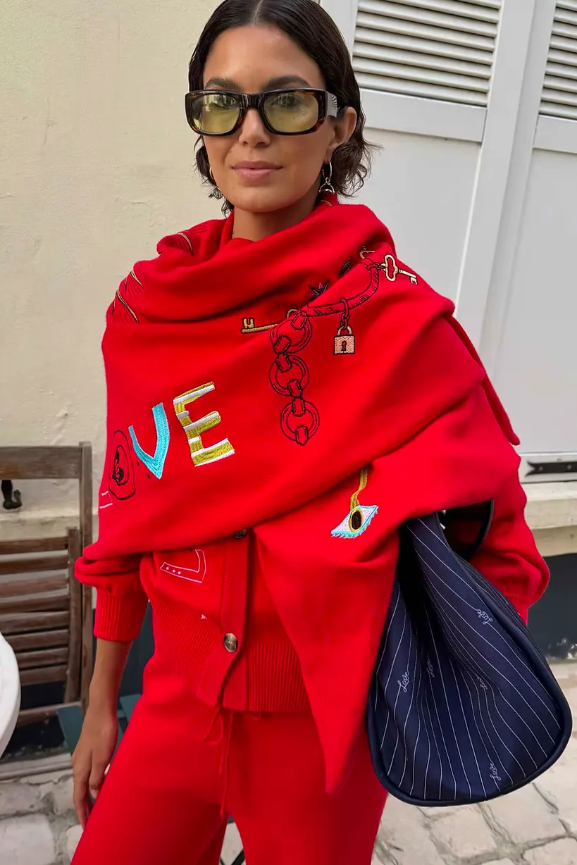 Never Fully Dressed Red Amore Large Knit Scarf, £69