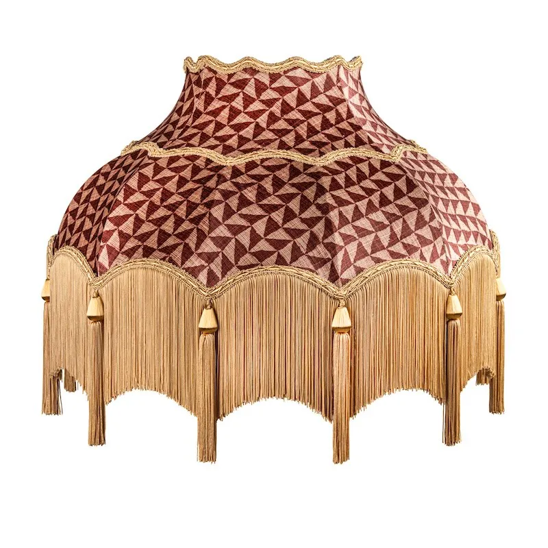 Décor Maria Geometric Terracotta Shade With Gold Fringe And Gold Tassel, £279