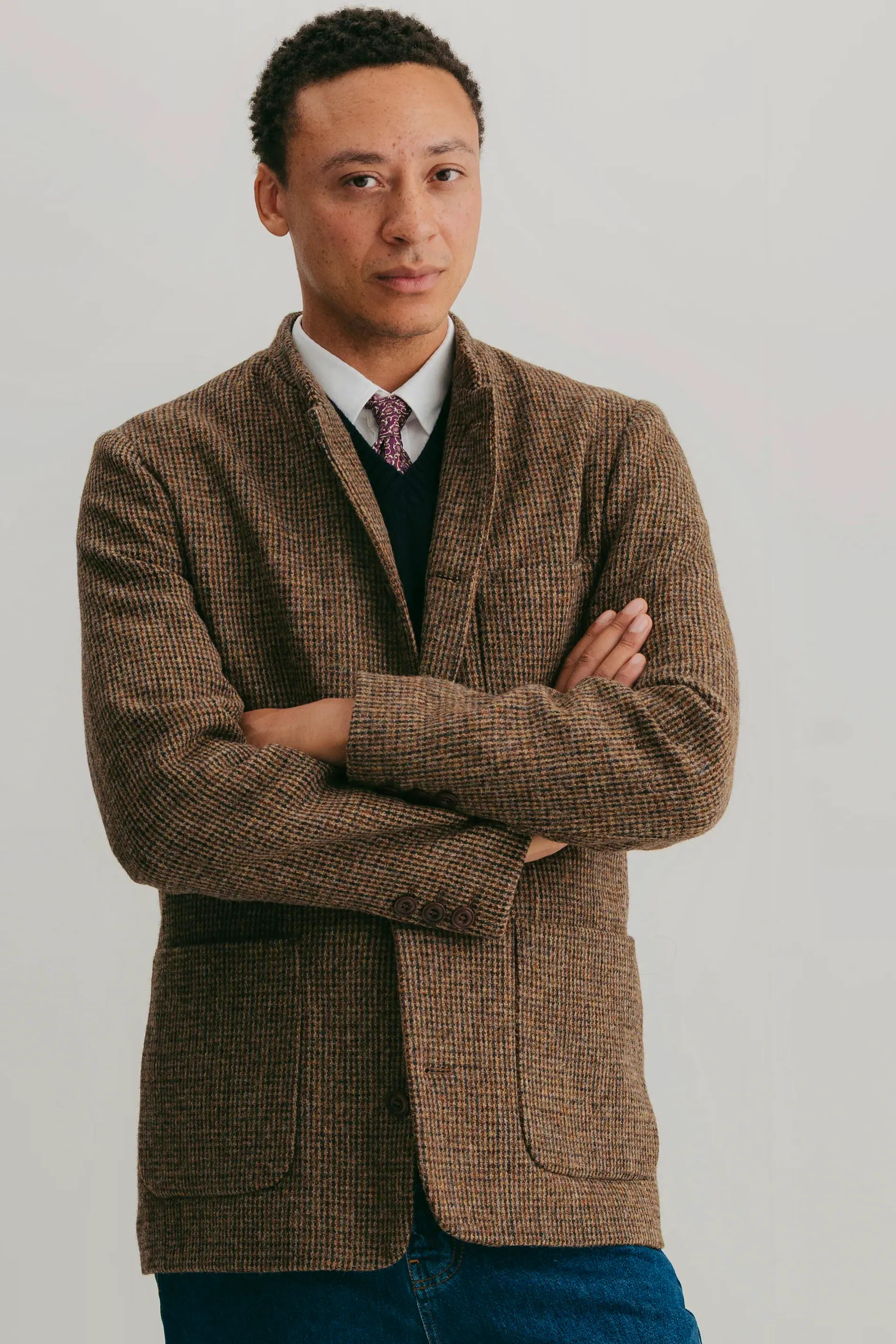 Sirplus Brown Harris Tweed Nehru Jacket, £495