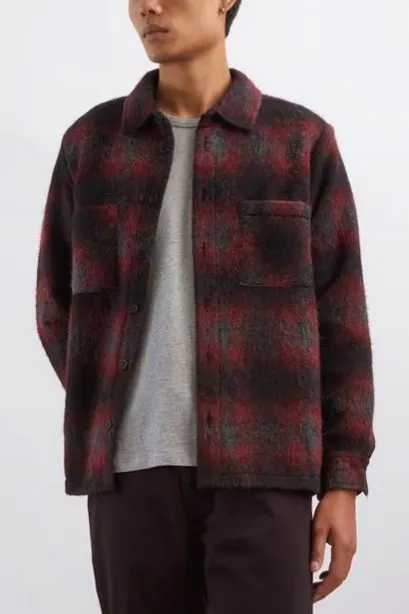 Wax London Whiting Overshirt in Elm Wool-Blend Check, £175