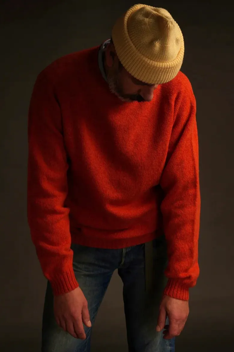 Norfolk Carrier Company Shetland Lambswool Jumper in Tang, £130