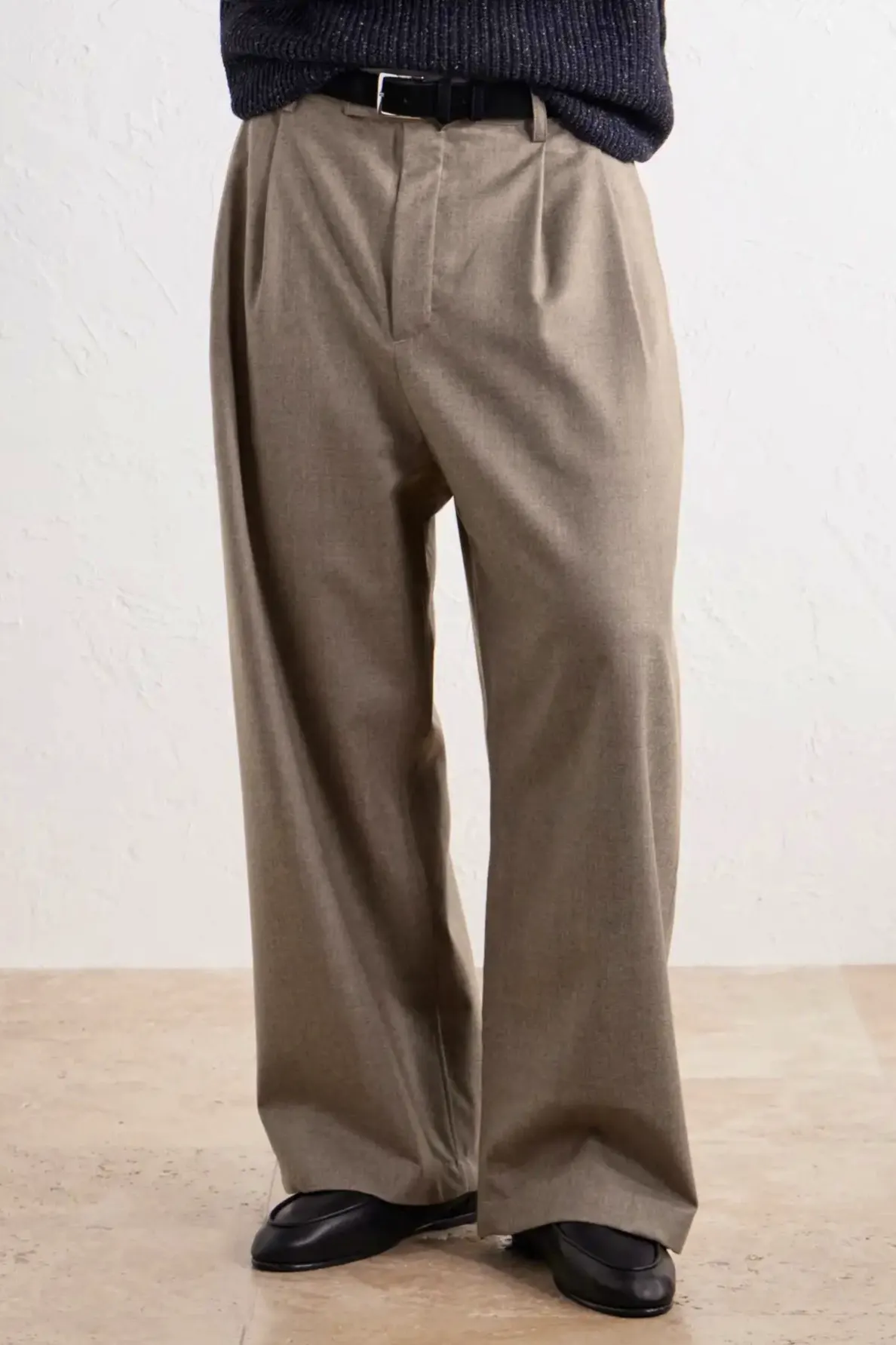 A Kind Of Guise Yesa Wide-Leg Pleated Mélange Virgin Wool-Twill Trousers, £305