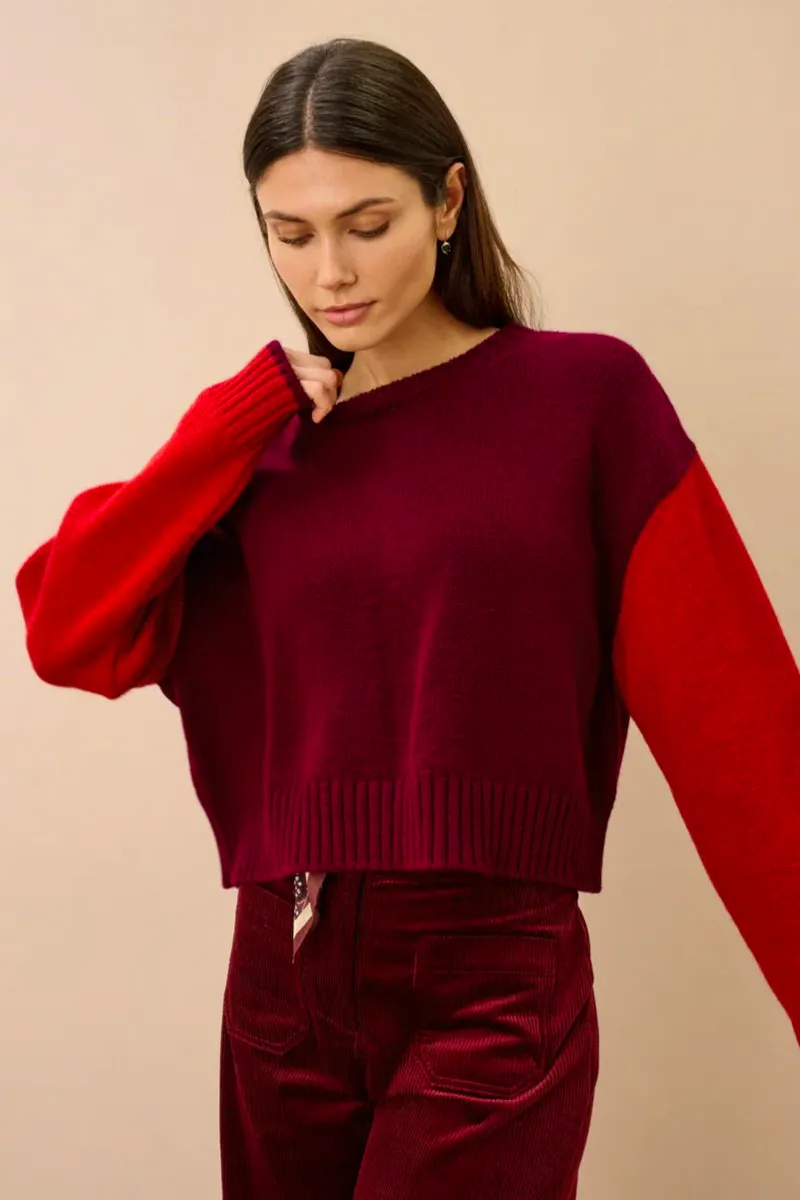 Brora Supersoft Lambswool Colour Block Jumper, £259
